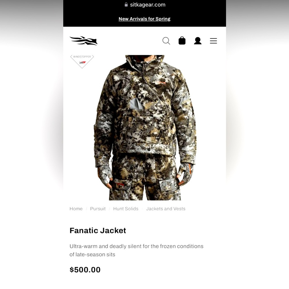 Sitka Fanatic Jacket - Men's Hunting Jacket in Optifade Elevated II - Picture 3 of 11